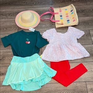 Kids Blouses and Tops Set with Hat and Bag
